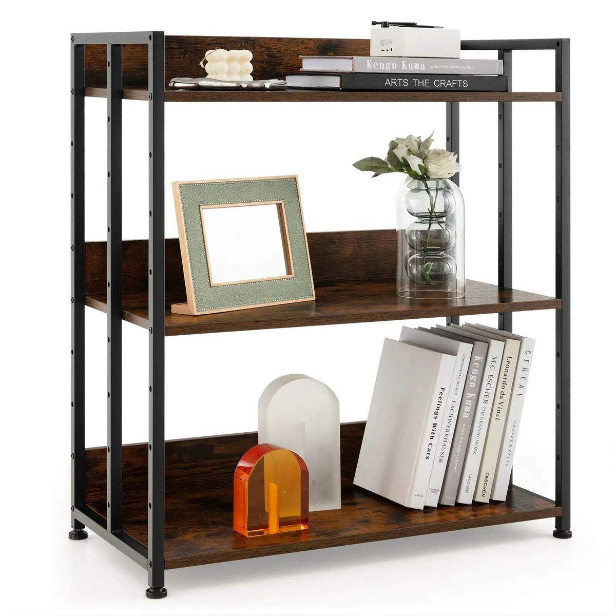 3/5-Tier Industrial Bookshelf Storage Shelf Display Rack with Adjustable Shelves, photo 4 of 9