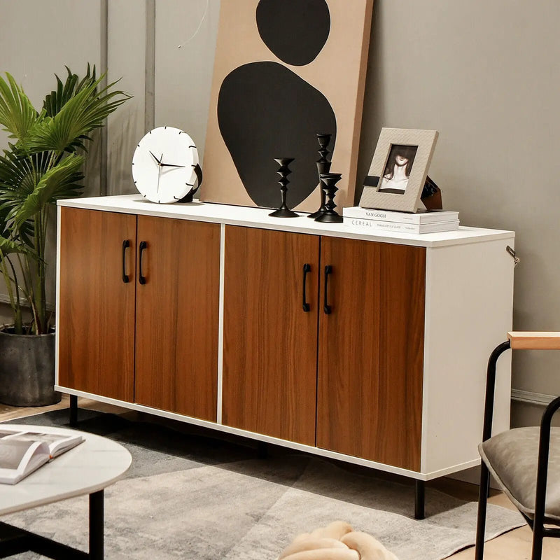 4-Door Kitchen Buffet Sideboard for Dining Room and Kitchen-White by DirectDeals