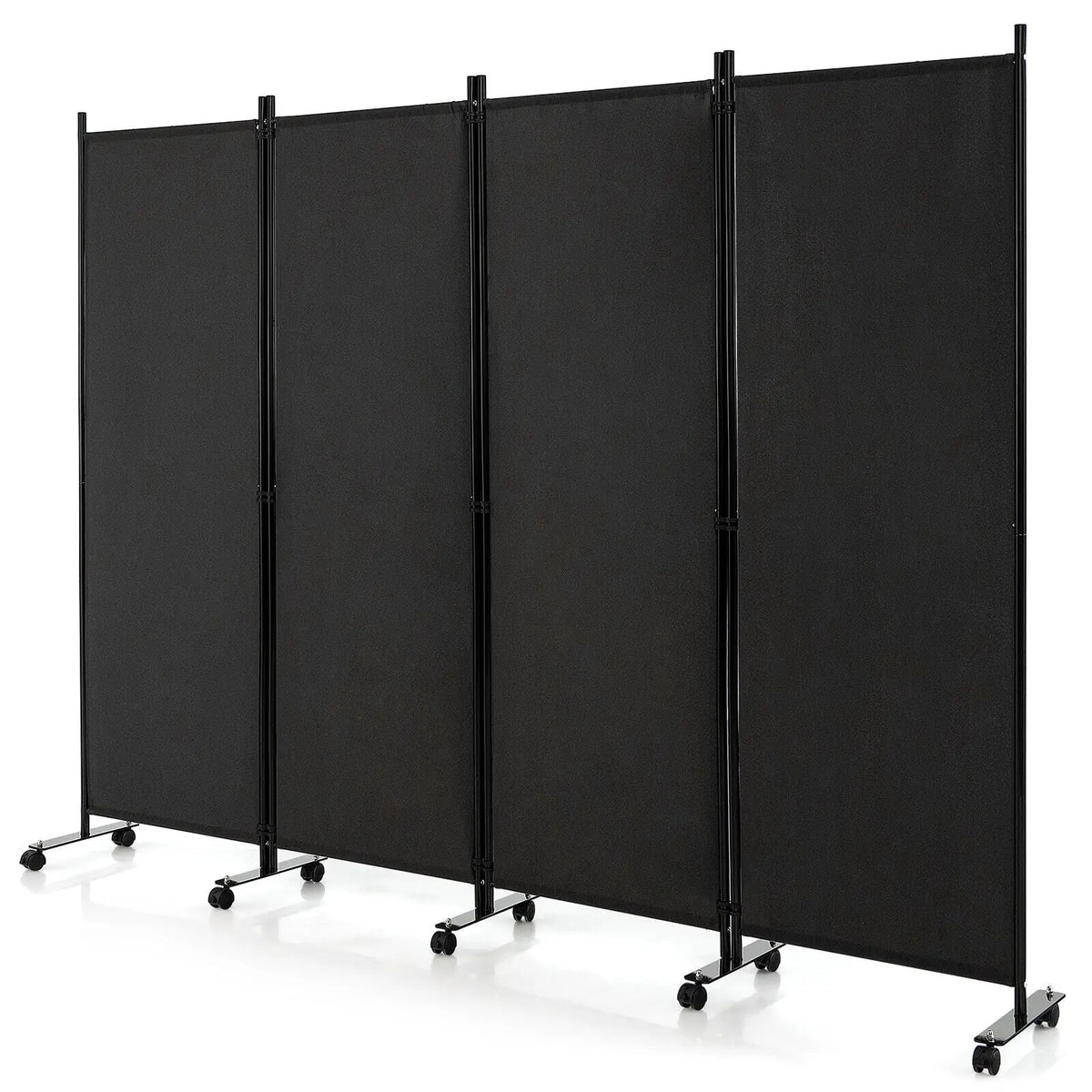 4-Panel Folding Room Divider 6 Feet Rolling Privacy Screen with Lockable Wheels, photo 9 of 11