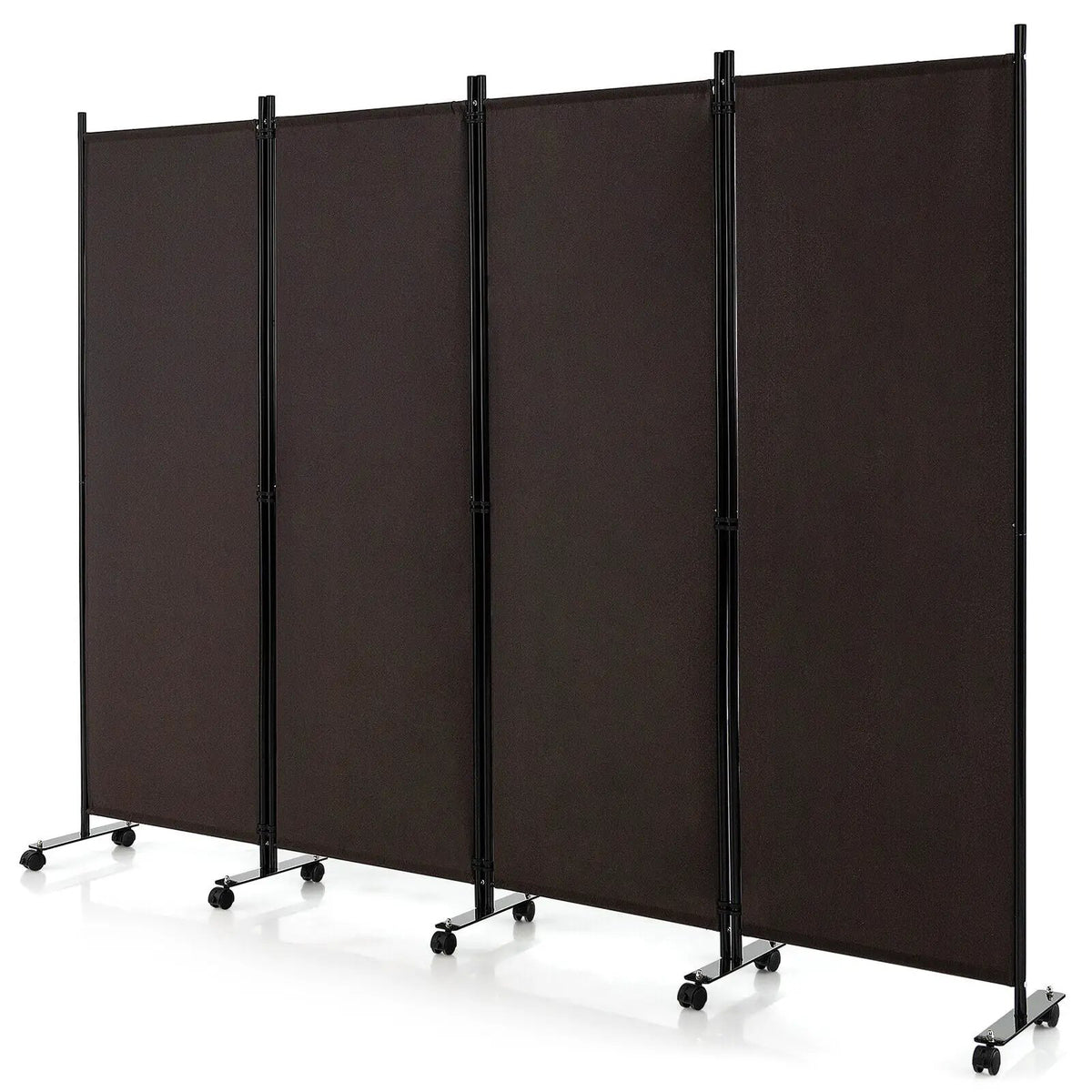 4-Panel Folding Room Divider 6 Feet Rolling Privacy Screen with Lockable Wheels, photo 10 of 11