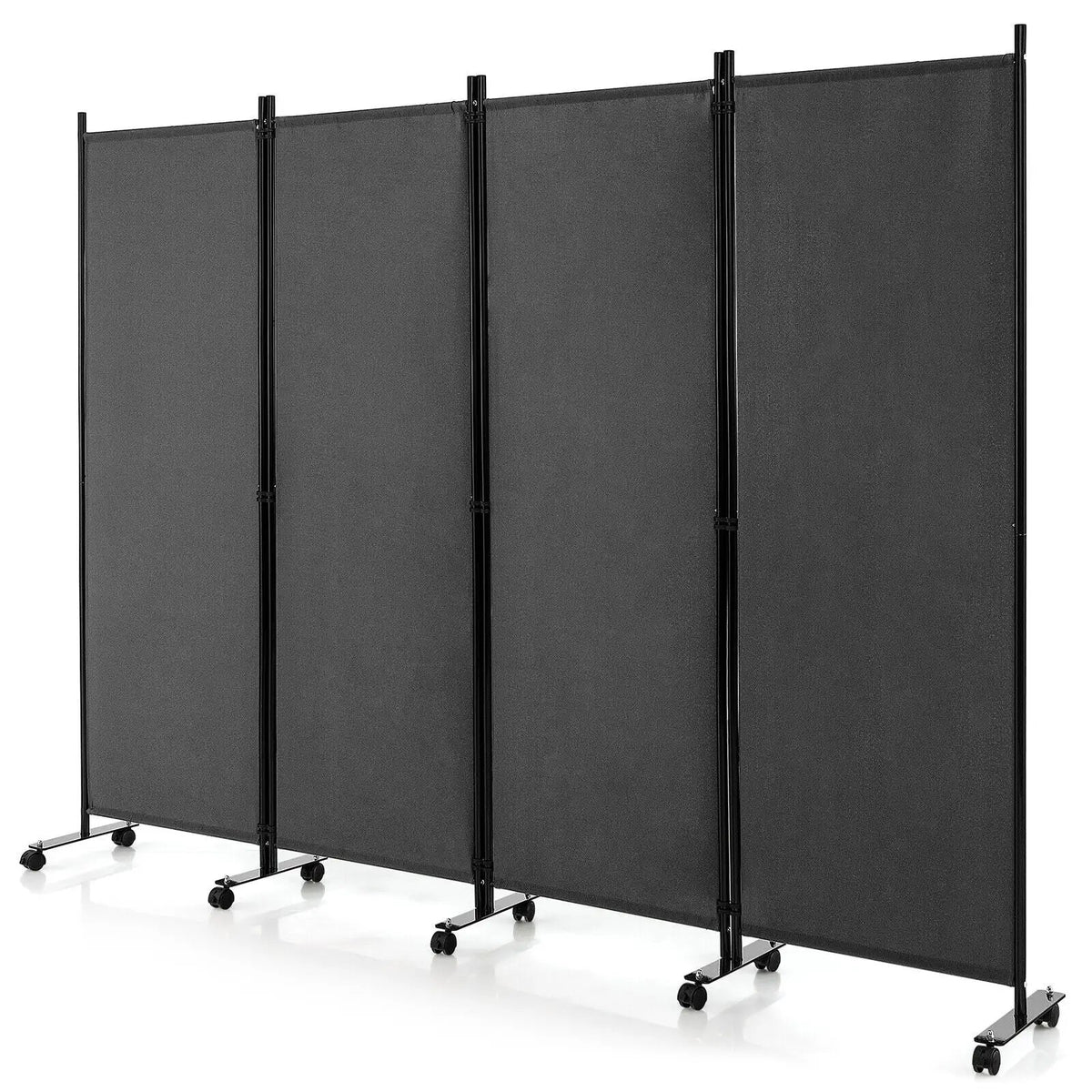 4-Panel Folding Room Divider 6 Feet Rolling Privacy Screen with Lockable Wheels, photo 3 of 11
