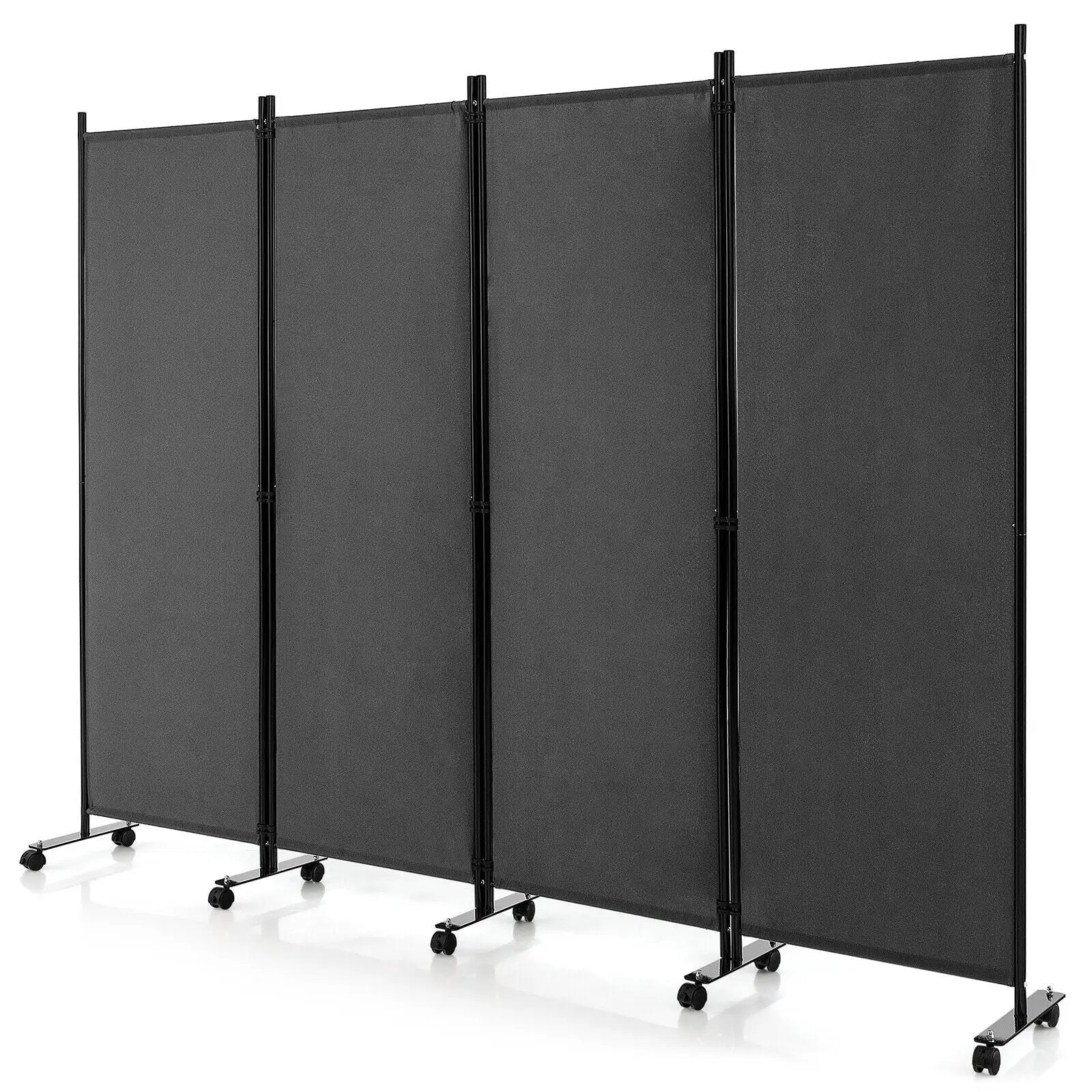 4-Panel Folding Room Divider 6 Feet Rolling Privacy Screen with Lockable Wheels by DirectDeals