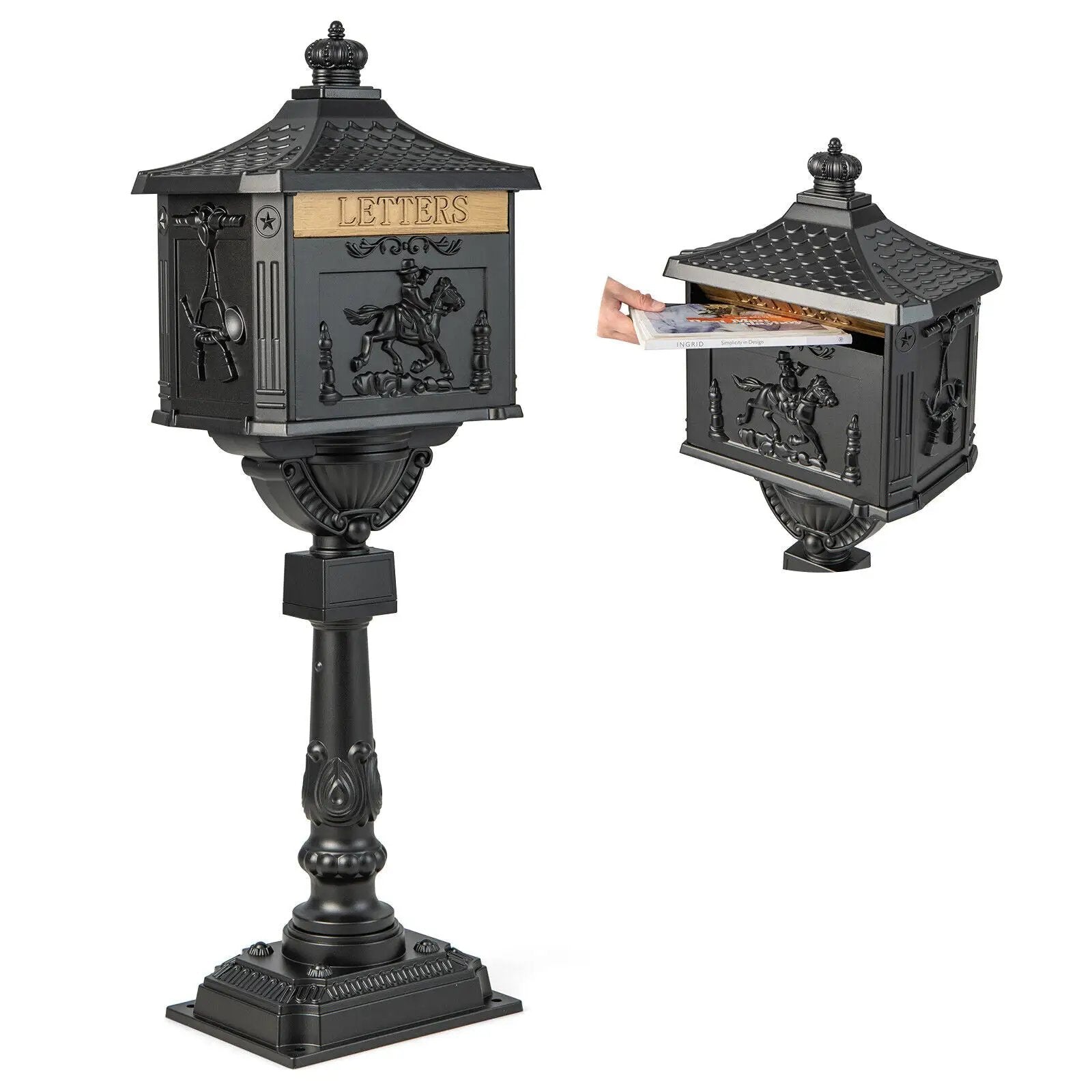 Retro Cast Aluminum Mailbox Security Postal Letter Box with Baffle Door by DirectDeals