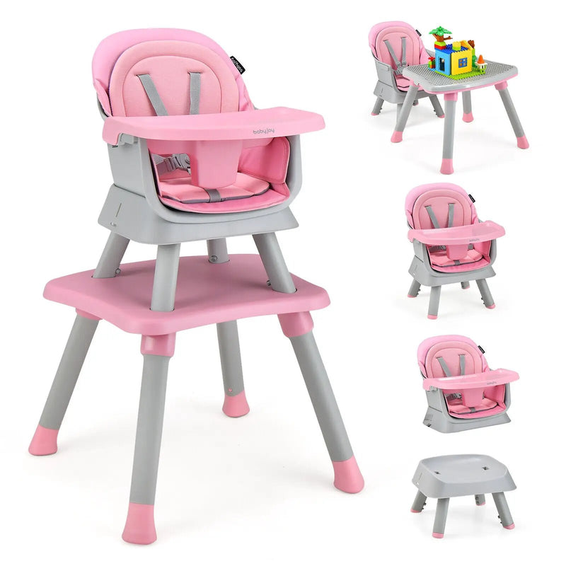 6-in-1 Convertible Baby High Chair with Adjustable Removable Tray by DirectDeals
