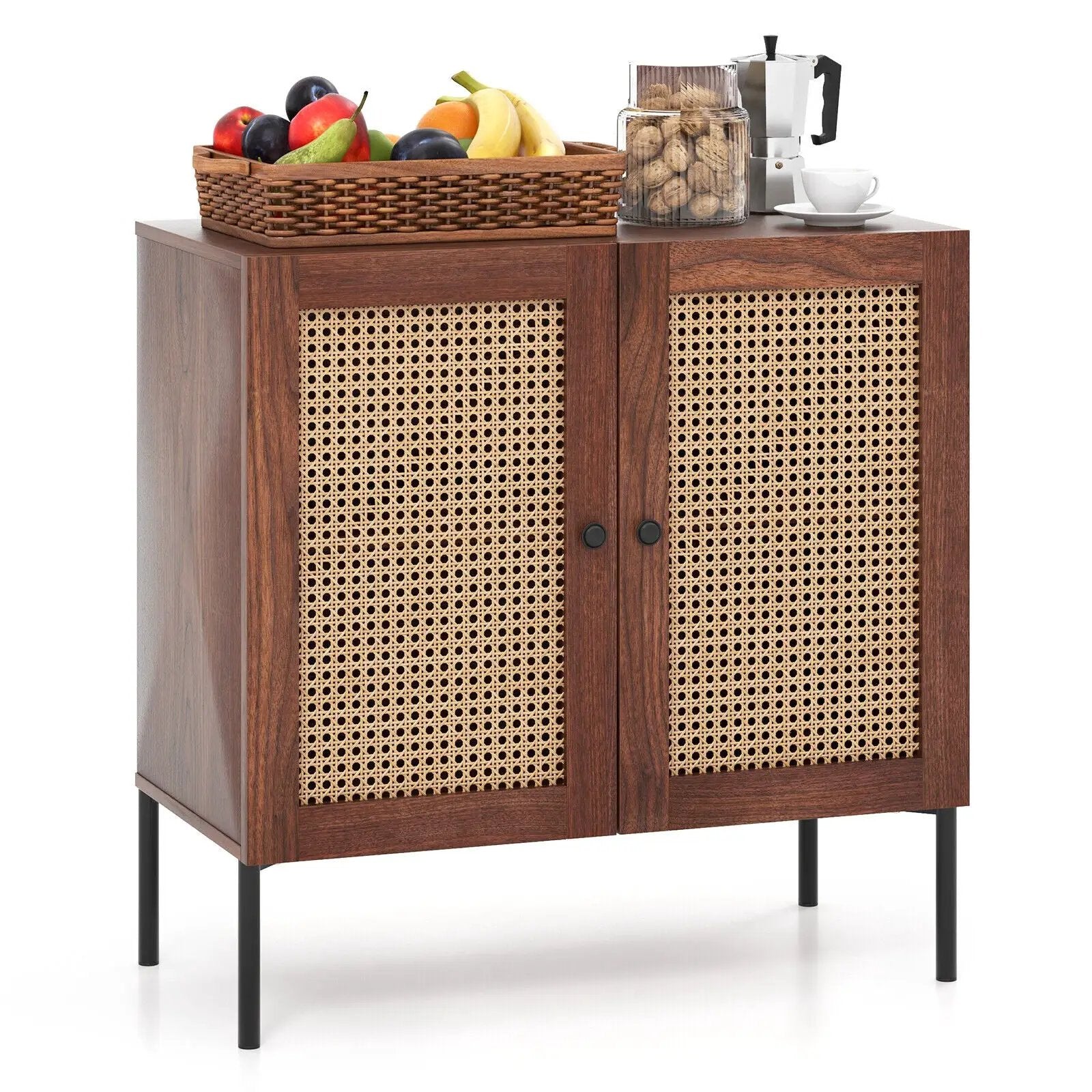 Kitchen Sideboard with 2 Rattan Doors and Adjustable Shelf by DirectDeals