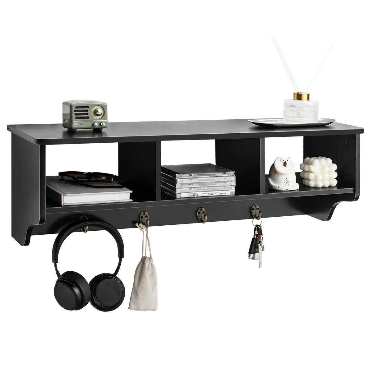 Wall Mount Cubby Organizer Hooks Entryway Storage Shelf, photo 15 of 16