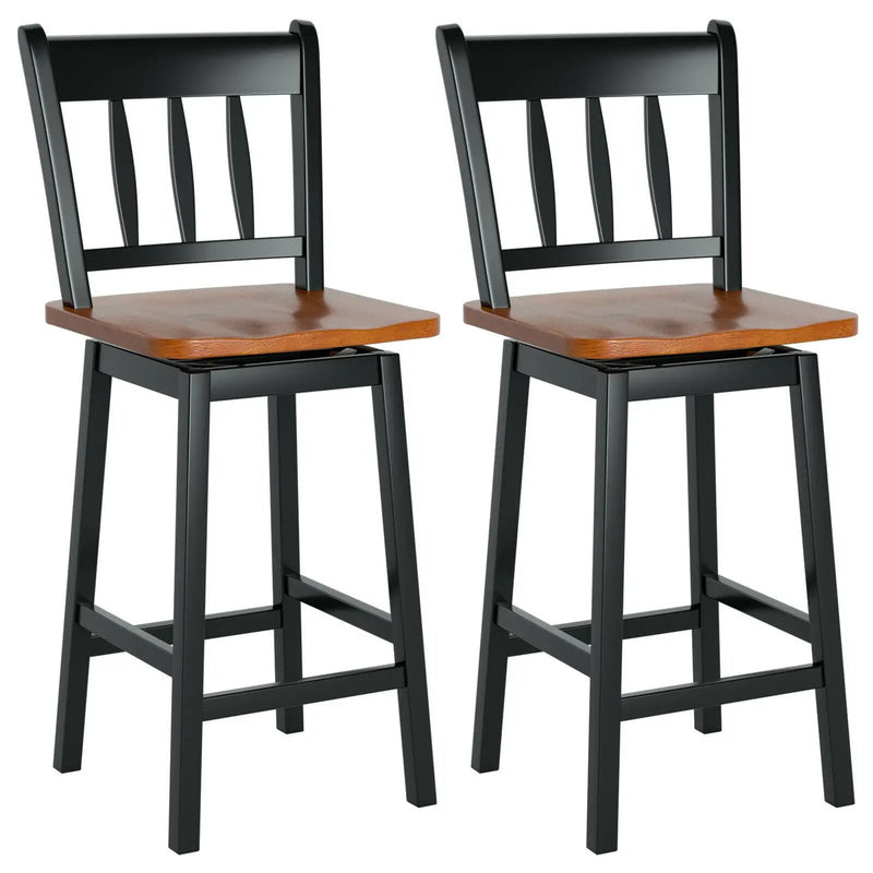 24.5 Inches Set of 2 Swivel Bar Stools with 360° Swiveling by DirectDeals