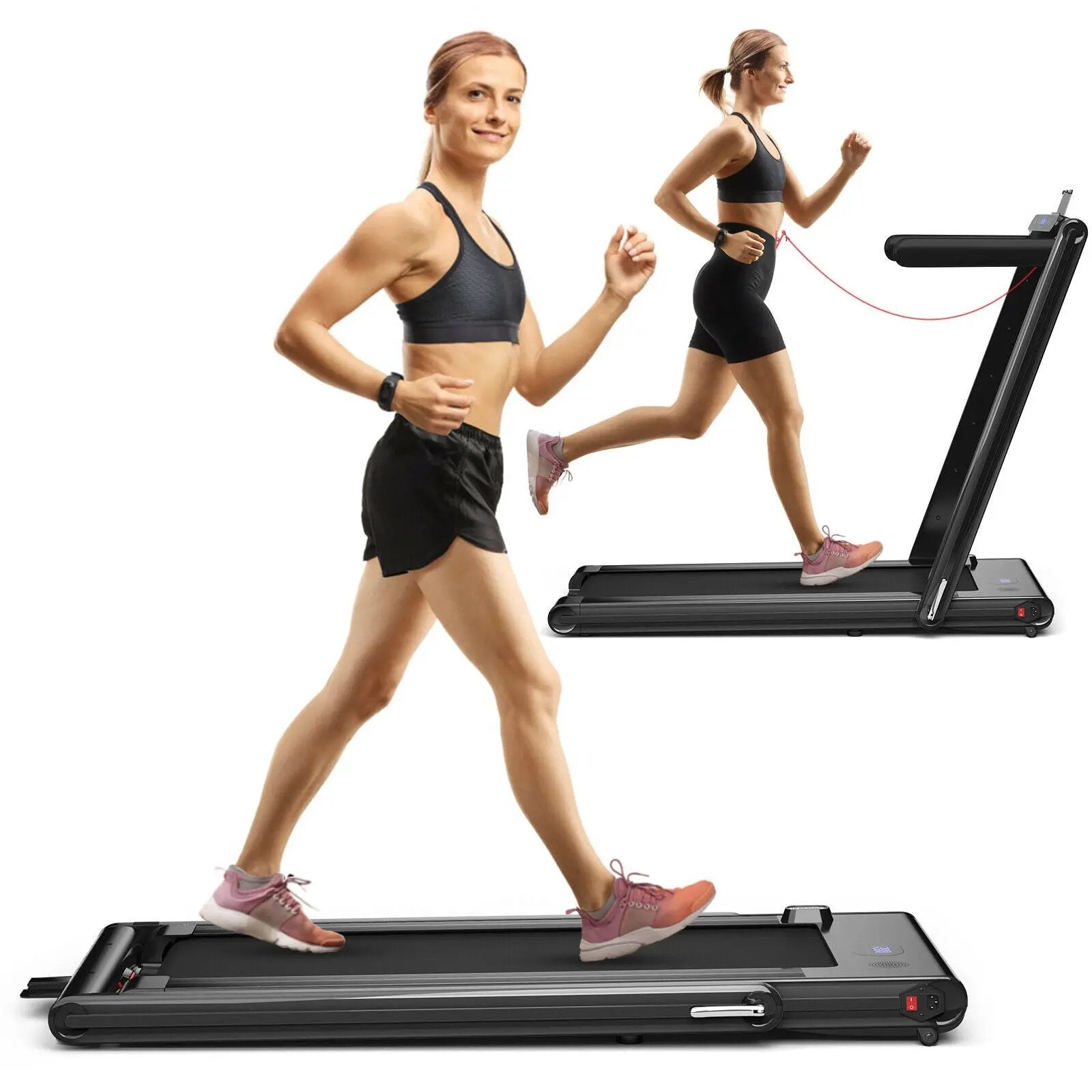 2-in-1 Folding Treadmill with Dual LED Display by DirectDeals