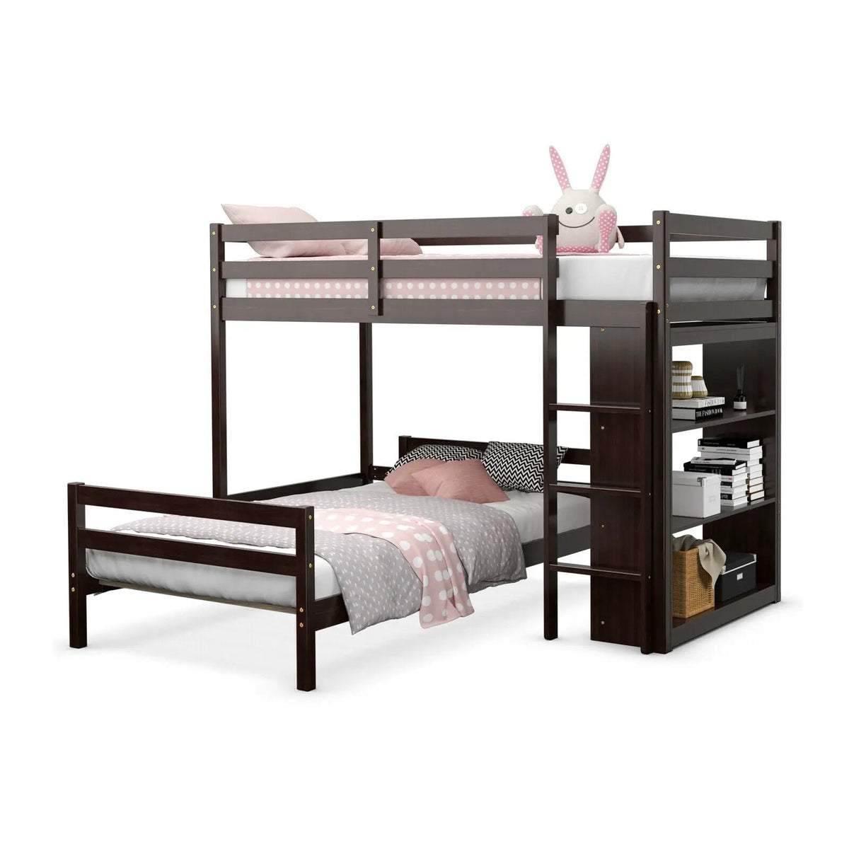 Twin Over Twin Loft Bunk Bed with Bookcase, photo 4 of 10