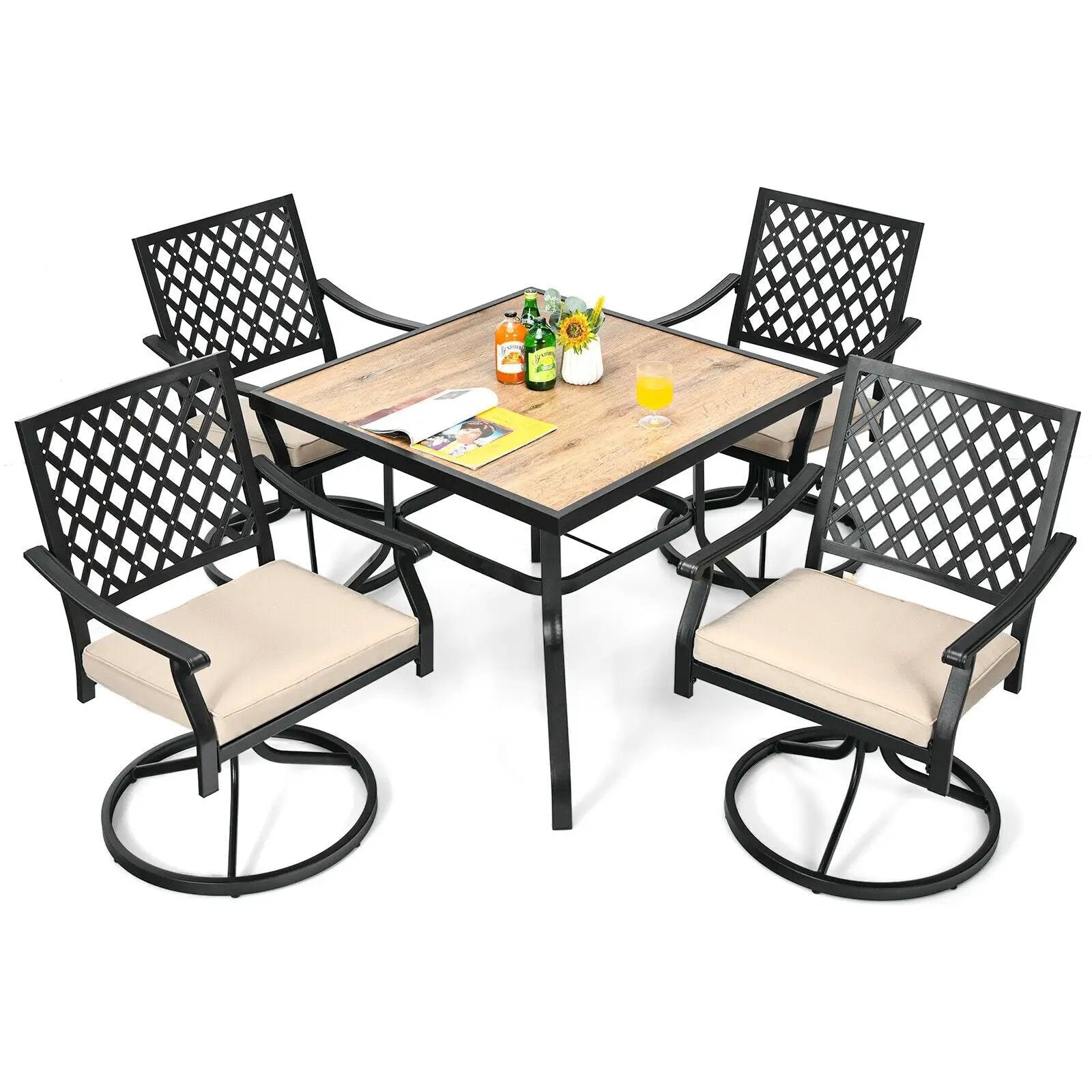 5-Piece Outdoor Patio Dining Set with Soft Cushions by DirectDeals