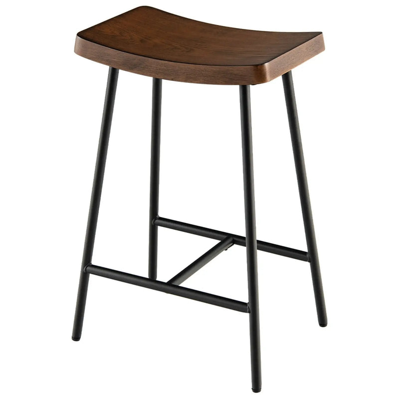 Industrial Saddle Stool with Metal Legs and Adjustable Foot Pads by DirectDeals