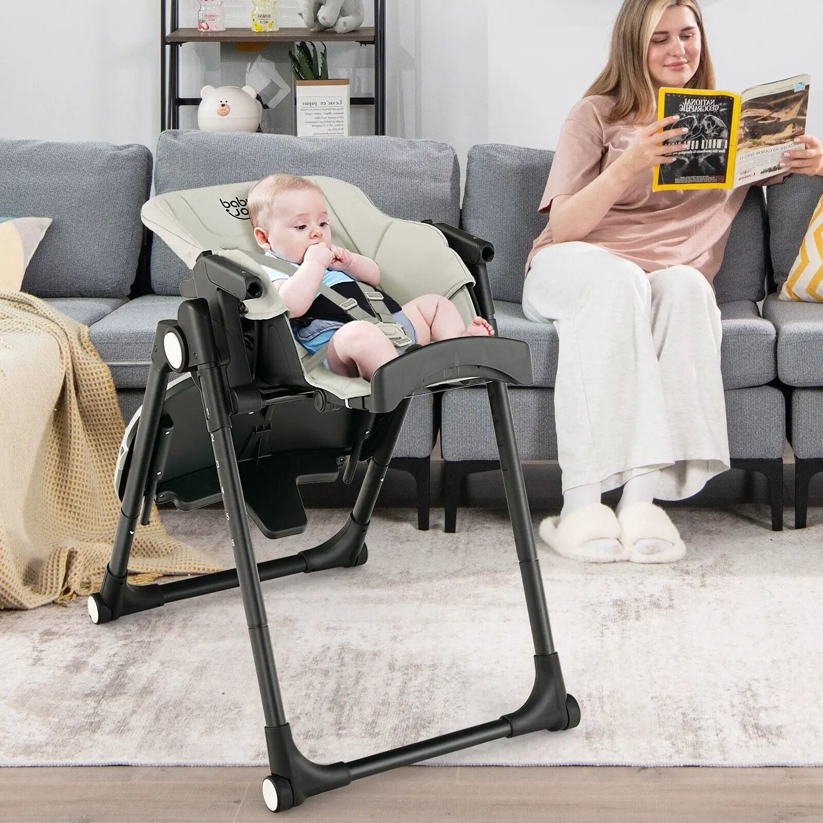 4-in-1 Baby High Chair with 6 Adjustable Heights by DirectDeals