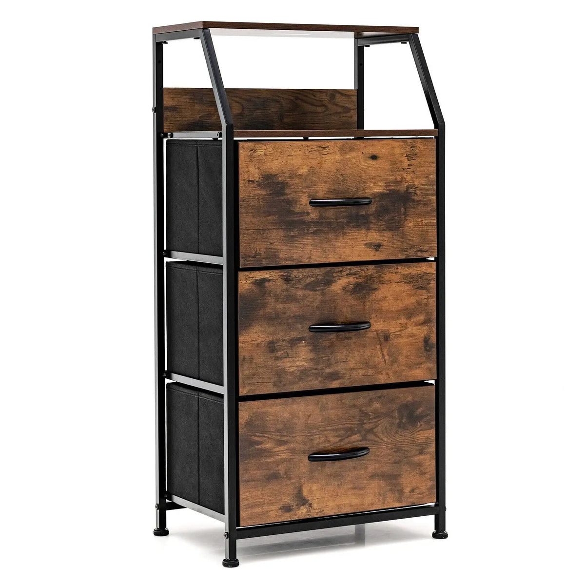 Freestanding Cabinet Dresser with Wooden Top Shelves, photo 3 of 10