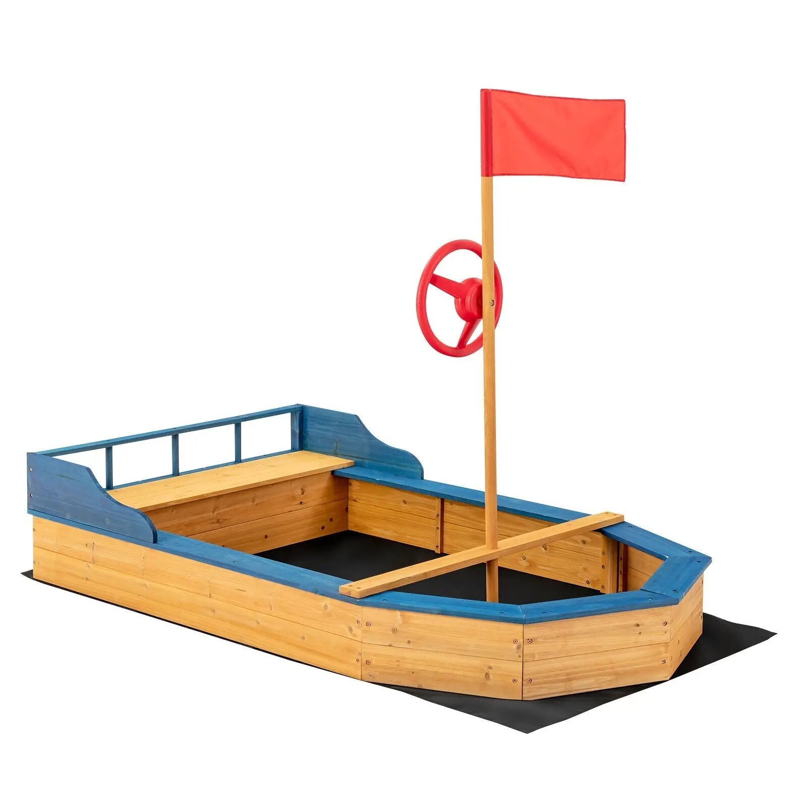 Kids' Pirate Boat Sandbox with Flag and Rudder by DirectDeals