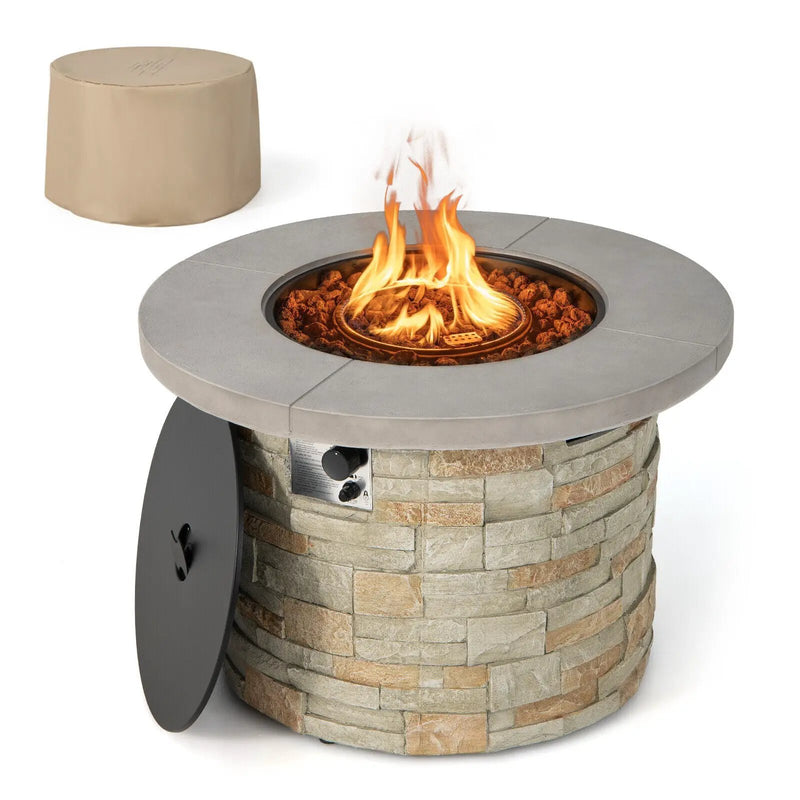 36 Inch Propane Gas Fire Pit Table with Lava Rock and PVC cover-Gray by DirectDeals