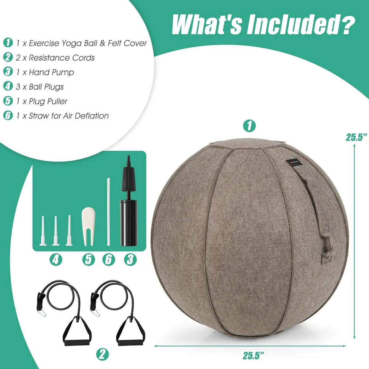 Yoga Sitting Ball with Felt Cover and Air Pump, photo 10 of 16