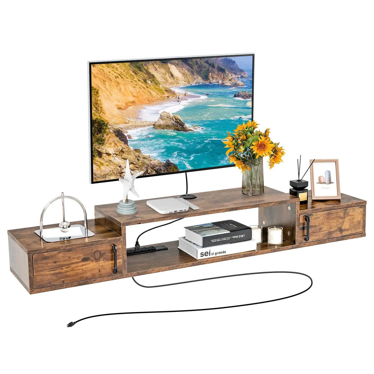 55 Inches Floating TV Stand with Power Outlet, photo 9 of 16