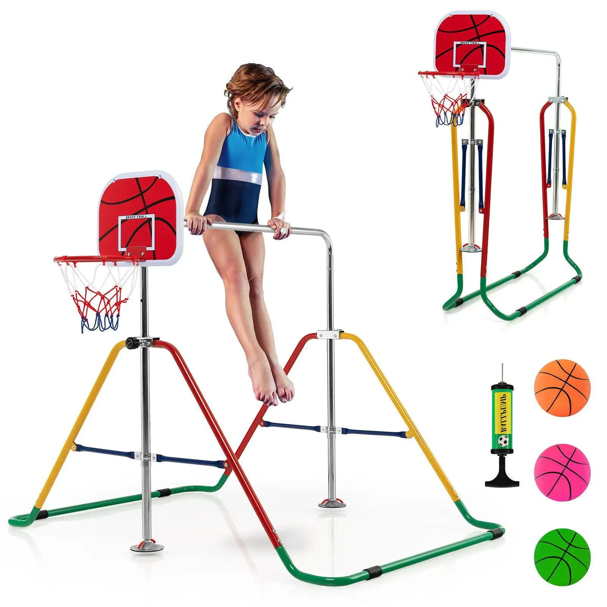Kids Folding Horizontal Bar with 4 Adjustable Heights, photo 7 of 8