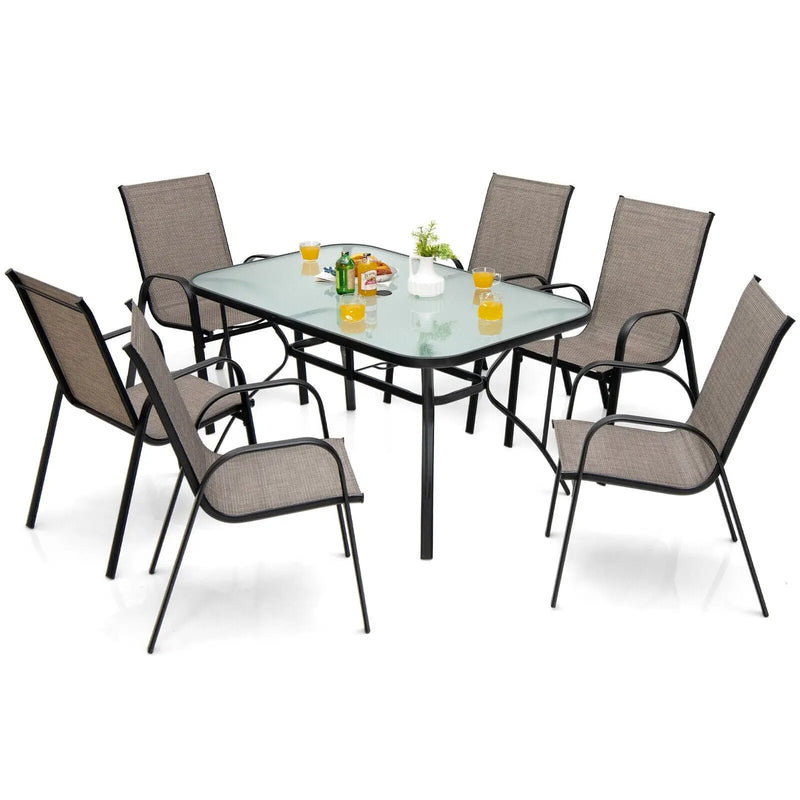 7-Piece Patio Dining Set with 6 Stackable Chairs by DirectDeals