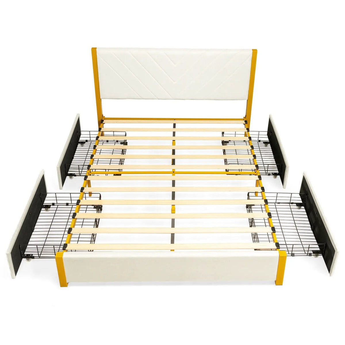 Full Size/Queen Size Upholstered Bed Frame with Adjustable Headboard and 4 Drawers, photo 10 of 16