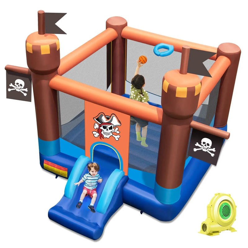 Pirate-Themed Inflatable Bounce Castle with Large Jumping Area and 735W Blower by DirectDeals