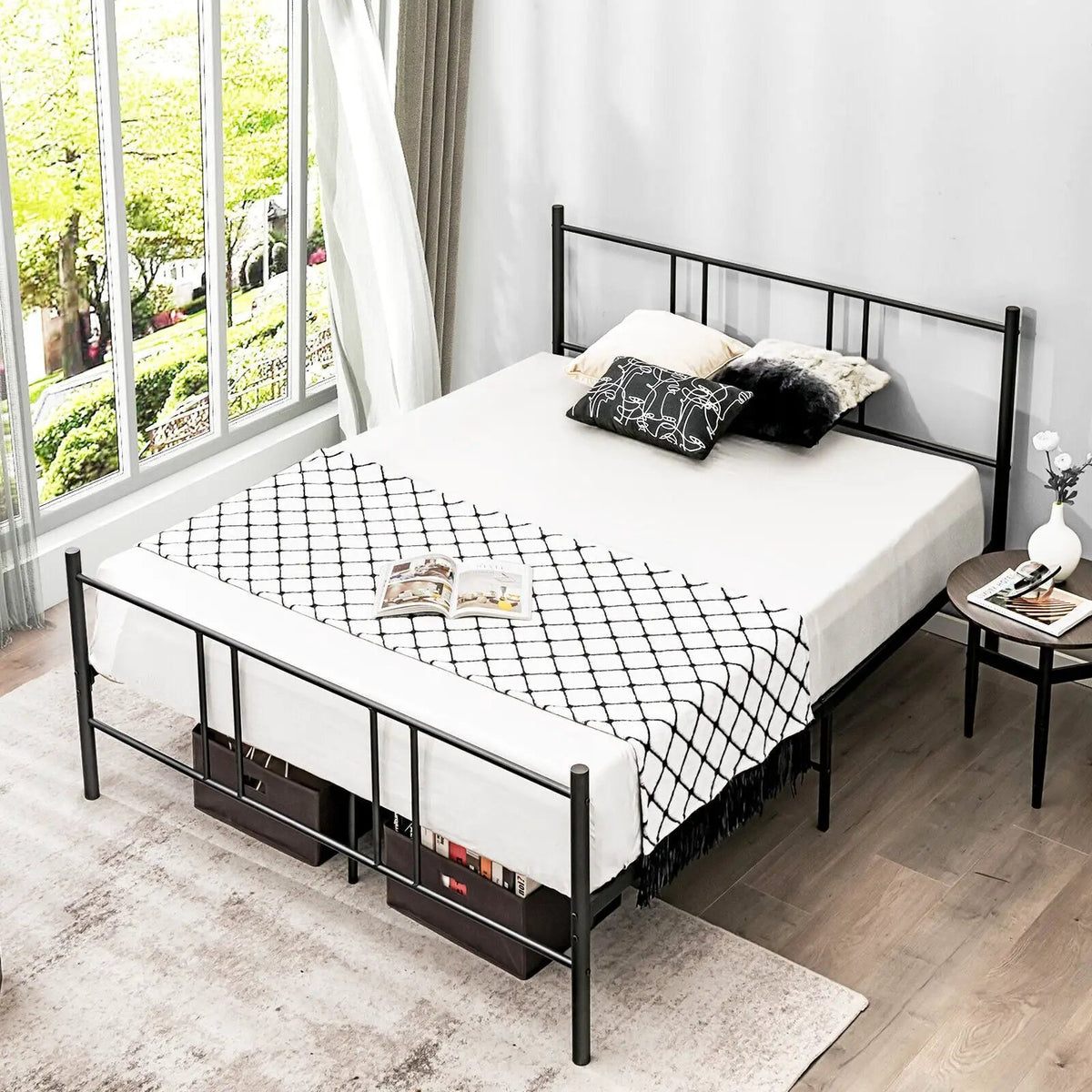 Full/Queen Size Platform Bed Frame with High Headboard, photo 6 of 9