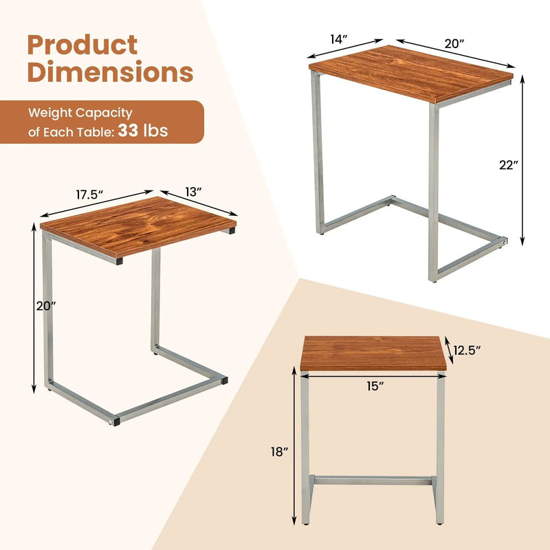 3 Pieces Multifunctional Coffee End Table Set by DirectDeals