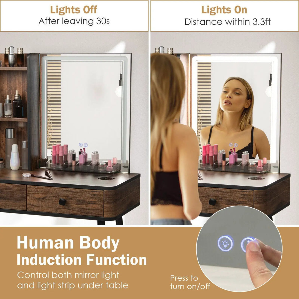 Vanity Makeup Table Set with Lighted Mirror, photo 5 of 9