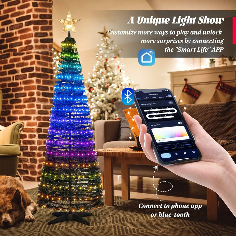 6.2 Feet Pop-up Lighted Christmas Tree with 282 RGB LED Lights-Green by DirectDeals