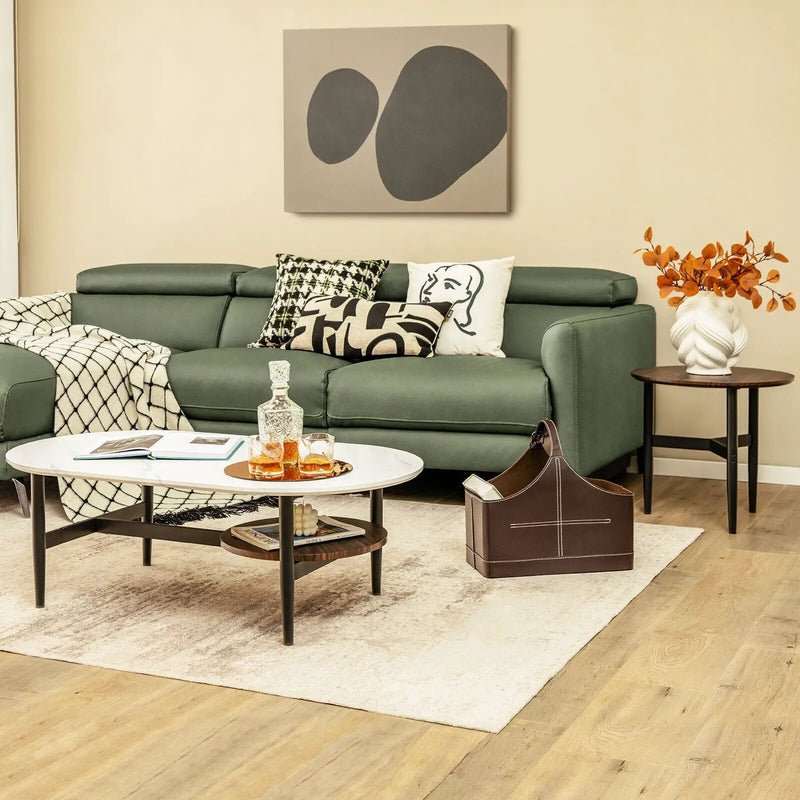 Set of 2 Modern Nesting Coffee Table with Extra Storage Shelf-White by DirectDeals