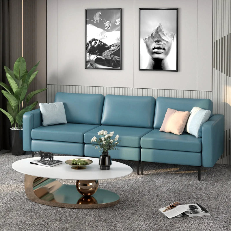 3-Seat Sectional Sofa Couch with Armrest Magazine Pocket and Metal Leg by DirectDeals