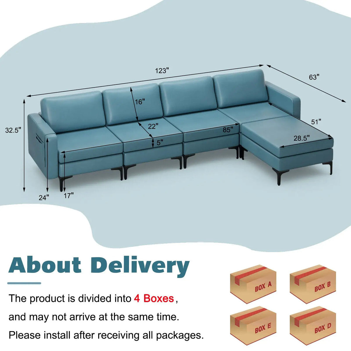 Modular L-shaped Sectional Sofa with Reversible Ottoman and 2 USB Ports, photo 17 of 40