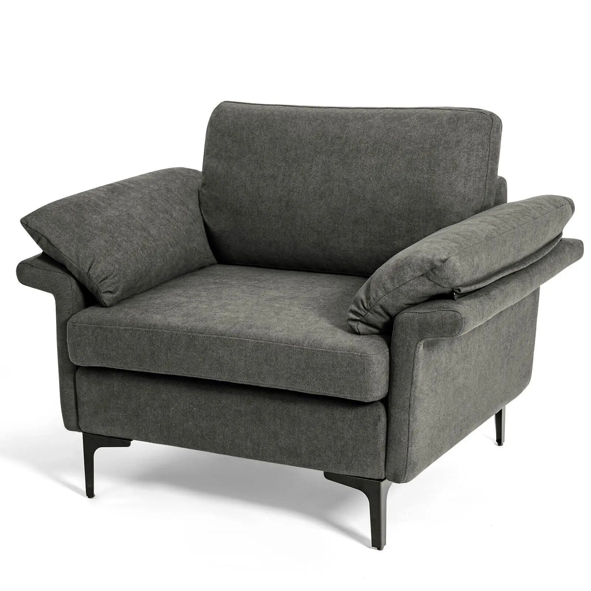 Modern Fabric Accent Armchair with Original Distributed Spring and Armrest Cushions, photo 13 of 32