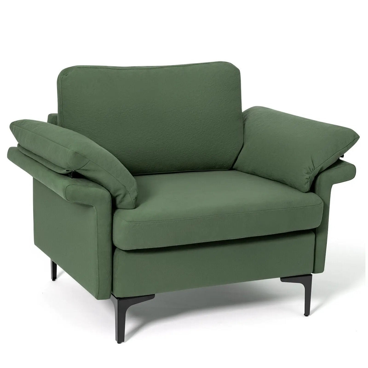 Modern Fabric Accent Armchair with Original Distributed Spring and Armrest Cushions, photo 10 of 32