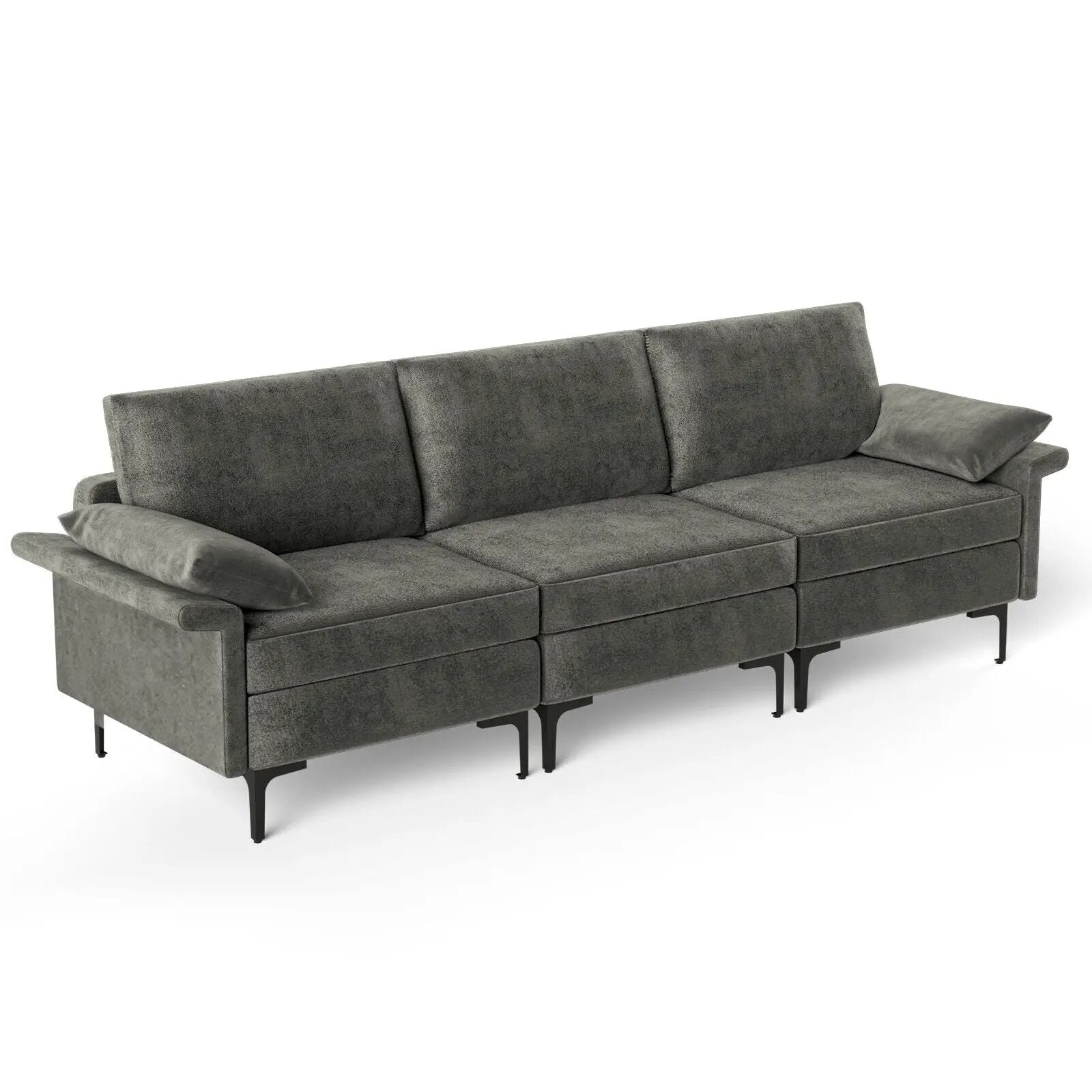 Large 3-Seat Sofa Sectional with Metal Legs for 3-4 people by DirectDeals