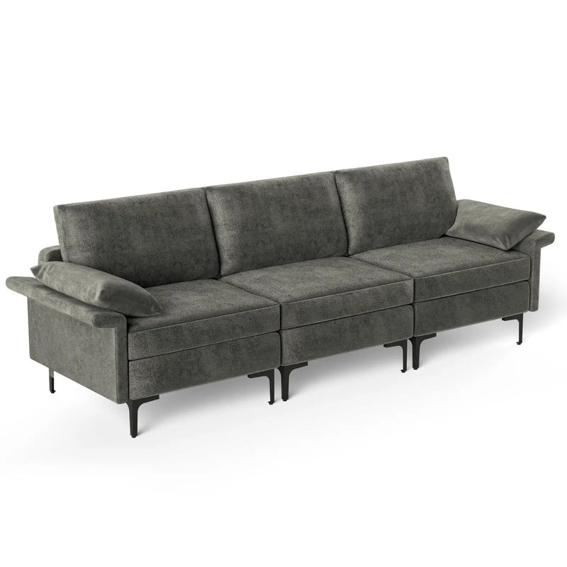 Large 3-Seat Sofa Sectional with Metal Legs for 3-4 people by DirectDeals
