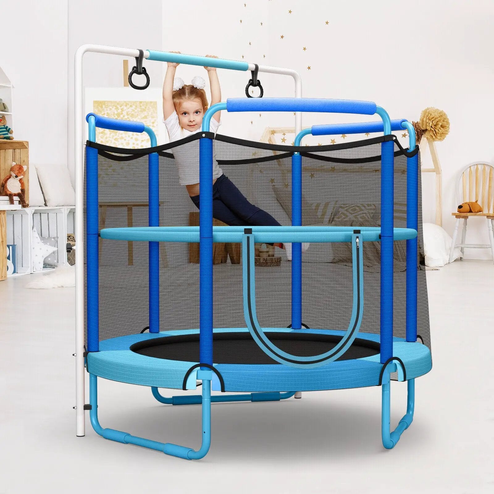 5 Feet Kids 3-in-1 Game Trampoline with Enclosure Net Spring Pad by DirectDeals