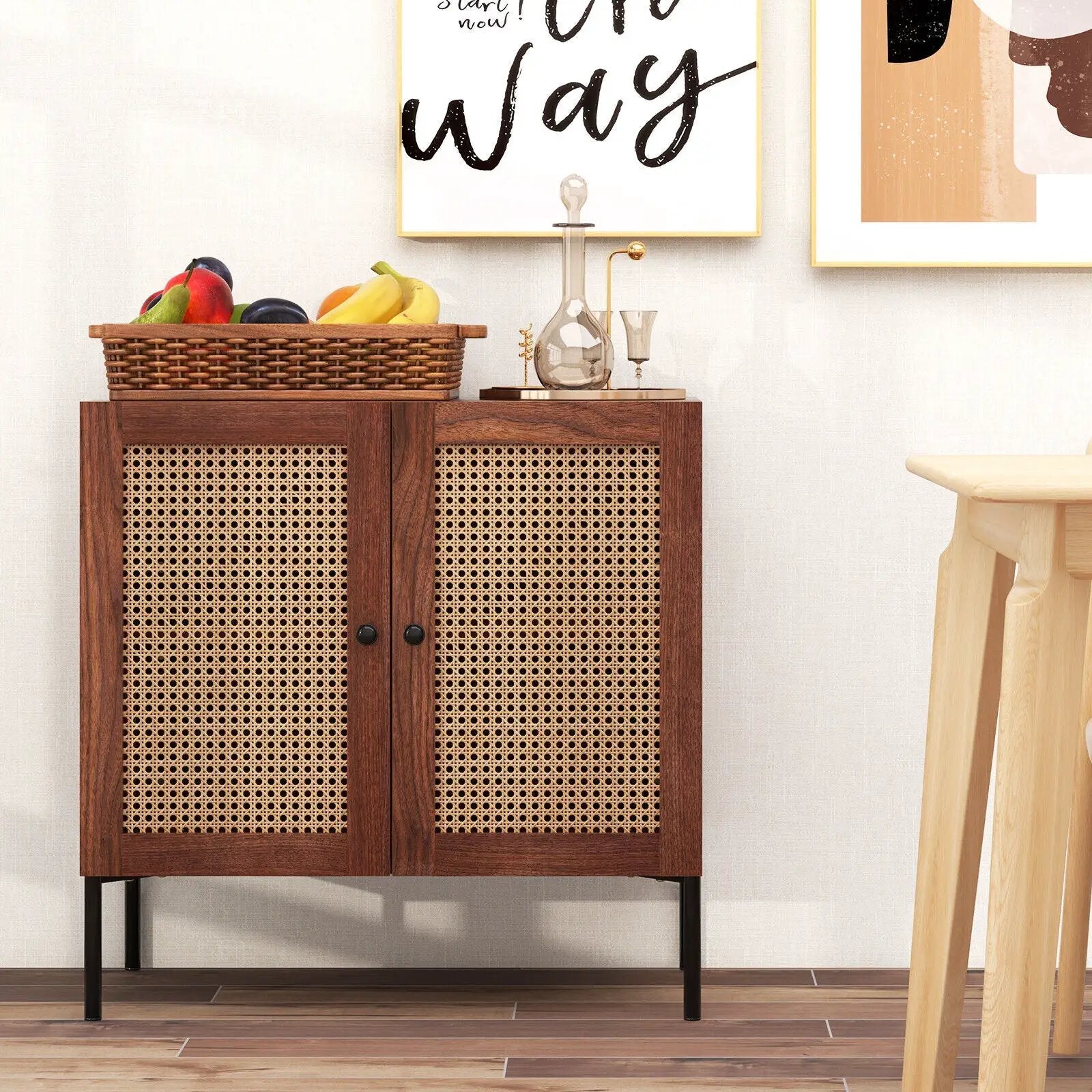 Kitchen Sideboard with 2 Rattan Doors and Adjustable Shelf by DirectDeals