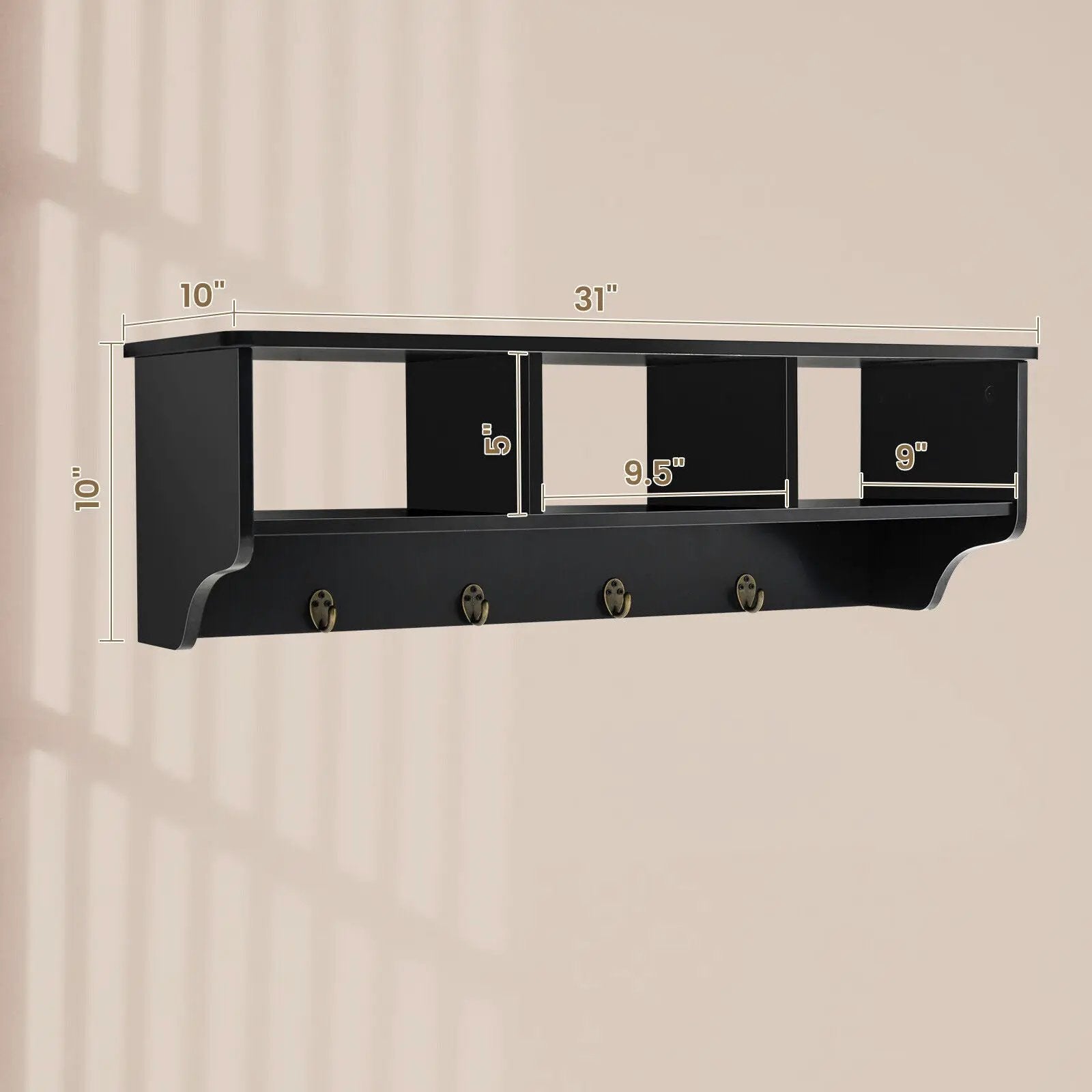Wall Mount Cubby Organizer Hooks Entryway Storage Shelf by DirectDeals