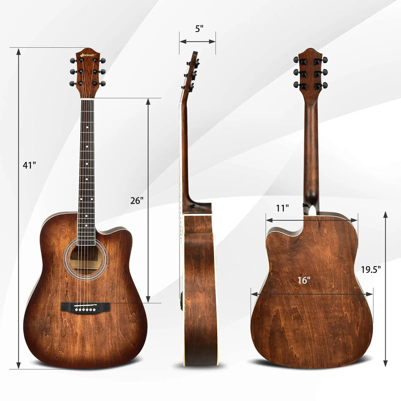 41 Inch Full Size Cutaway Acoustic Guitar Set for Beginner by DirectDeals