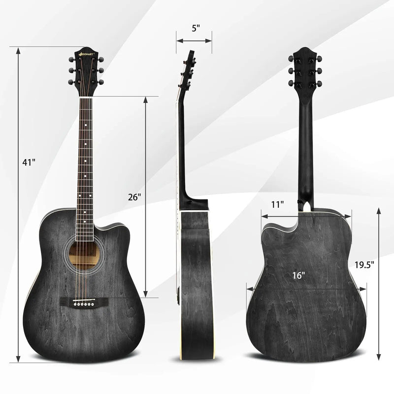 41 Inch Full Size Cutaway Acoustic Guitar Set for Beginner by DirectDeals