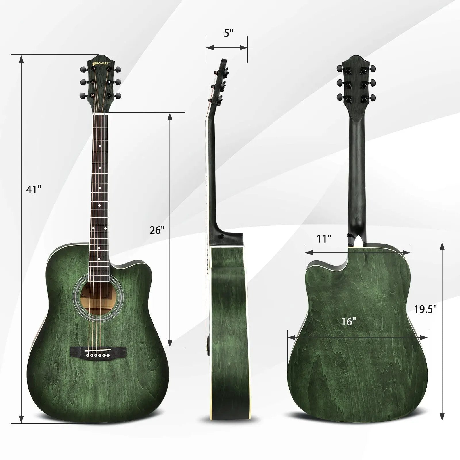 41 Inch Full Size Cutaway Acoustic Guitar Set for Beginner by DirectDeals