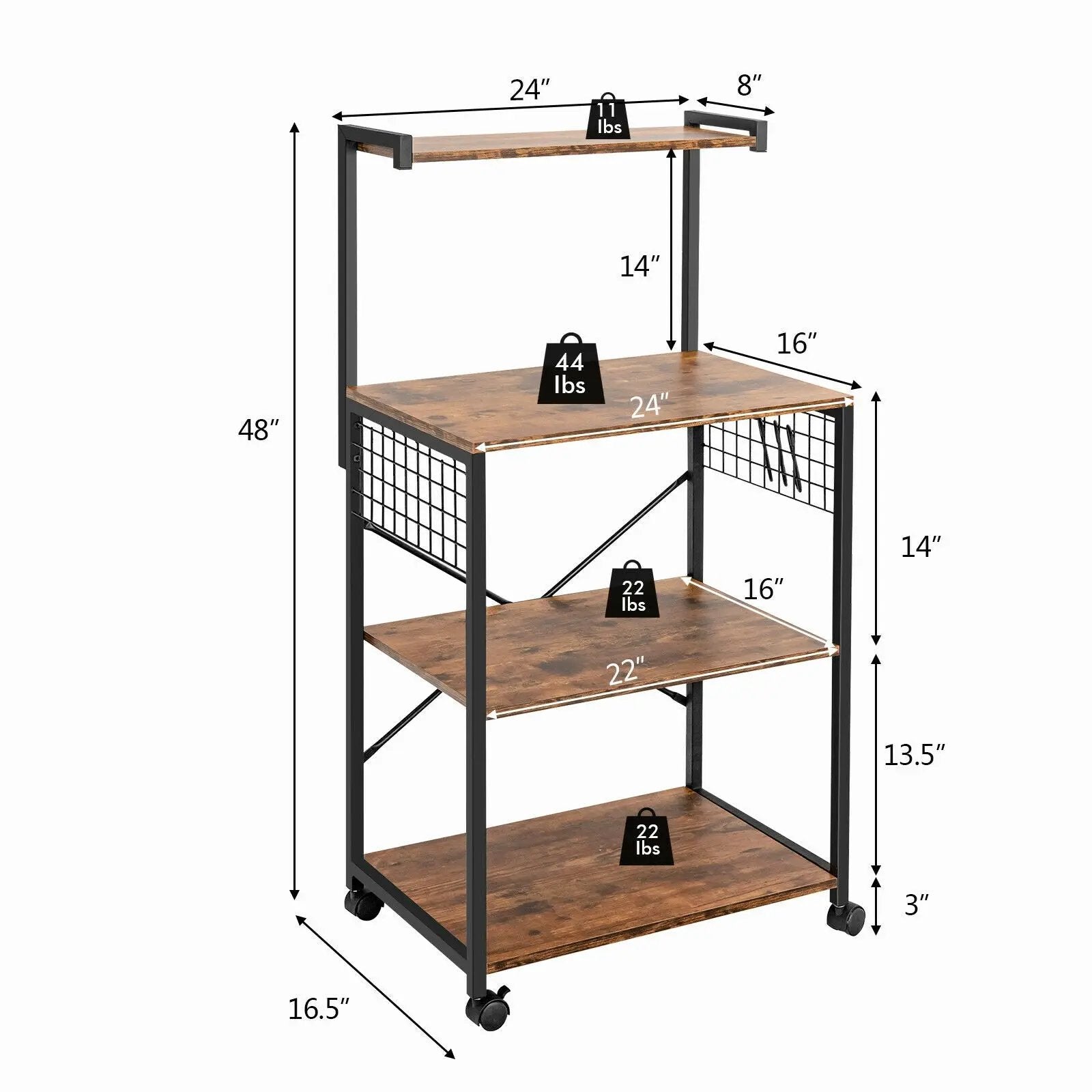 4-Tier Kitchen Baker’s Rack on Wheels by DirectDeals