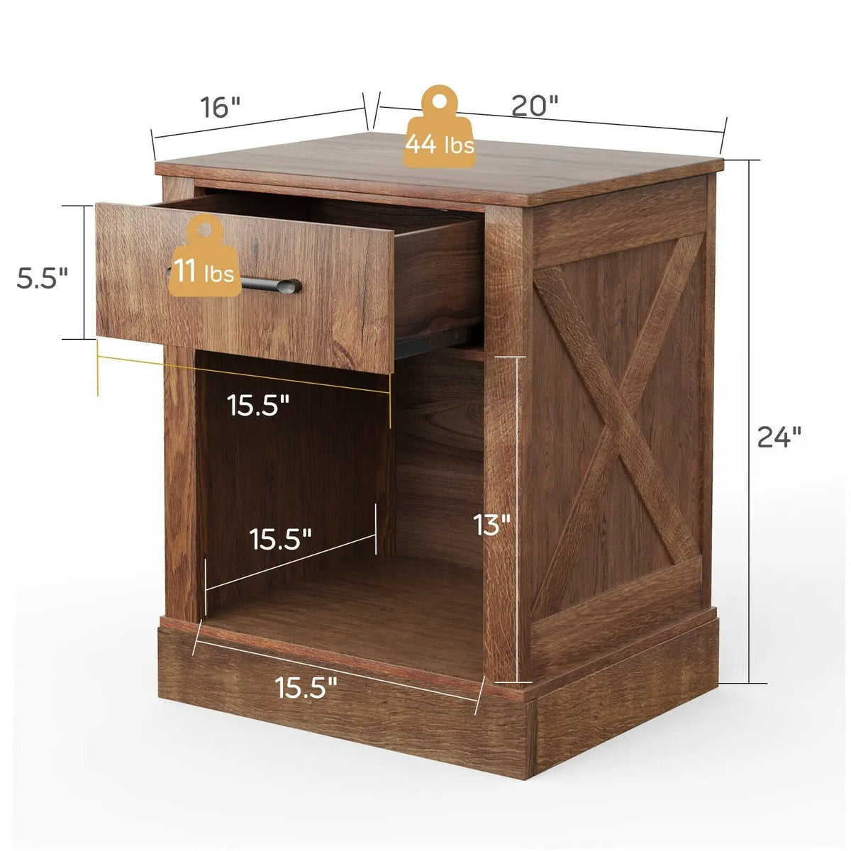 Compact Nightstand with Drawer and Shelf, photo 3 of 24