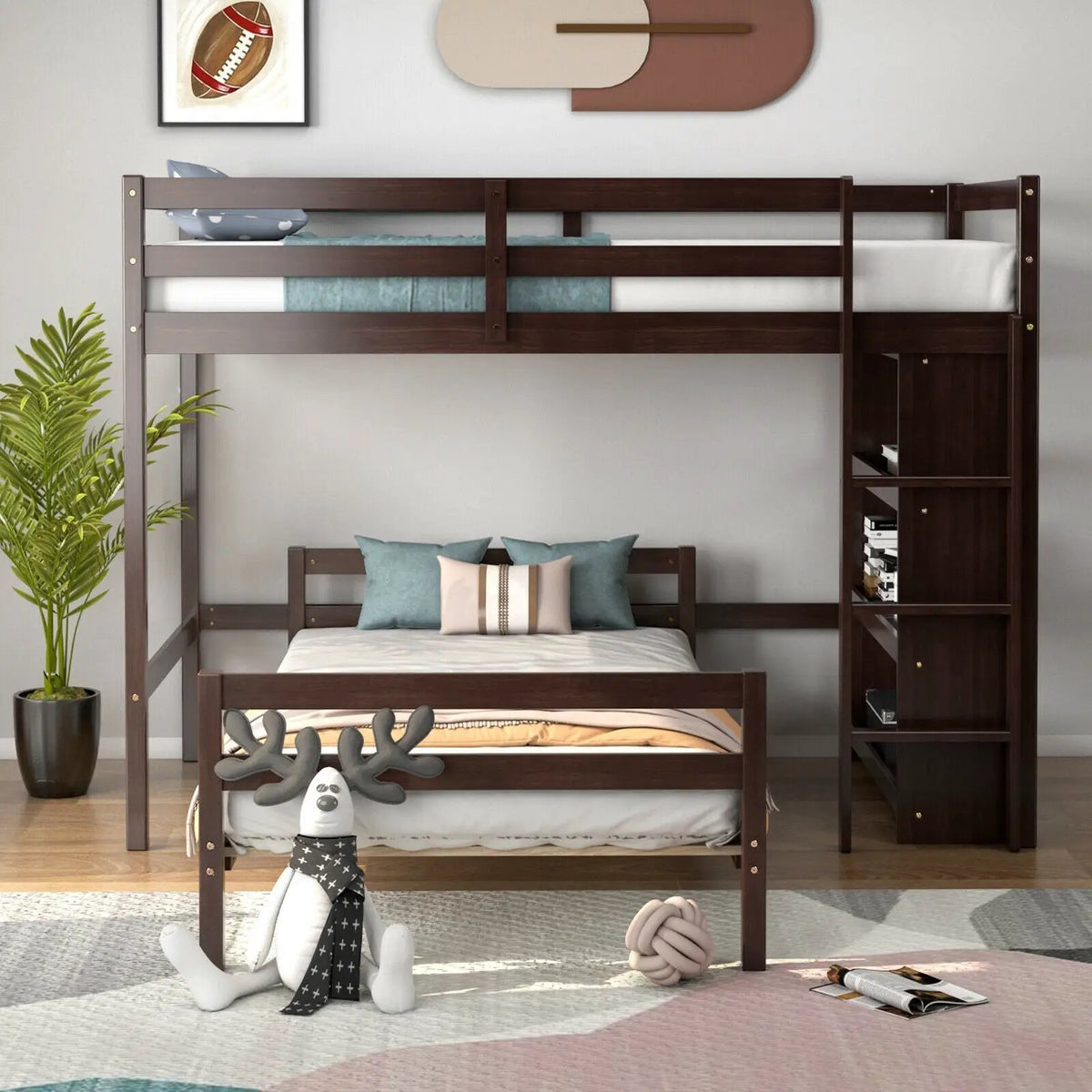 Twin Over Twin Loft Bunk Bed with Bookcase, photo 6 of 10