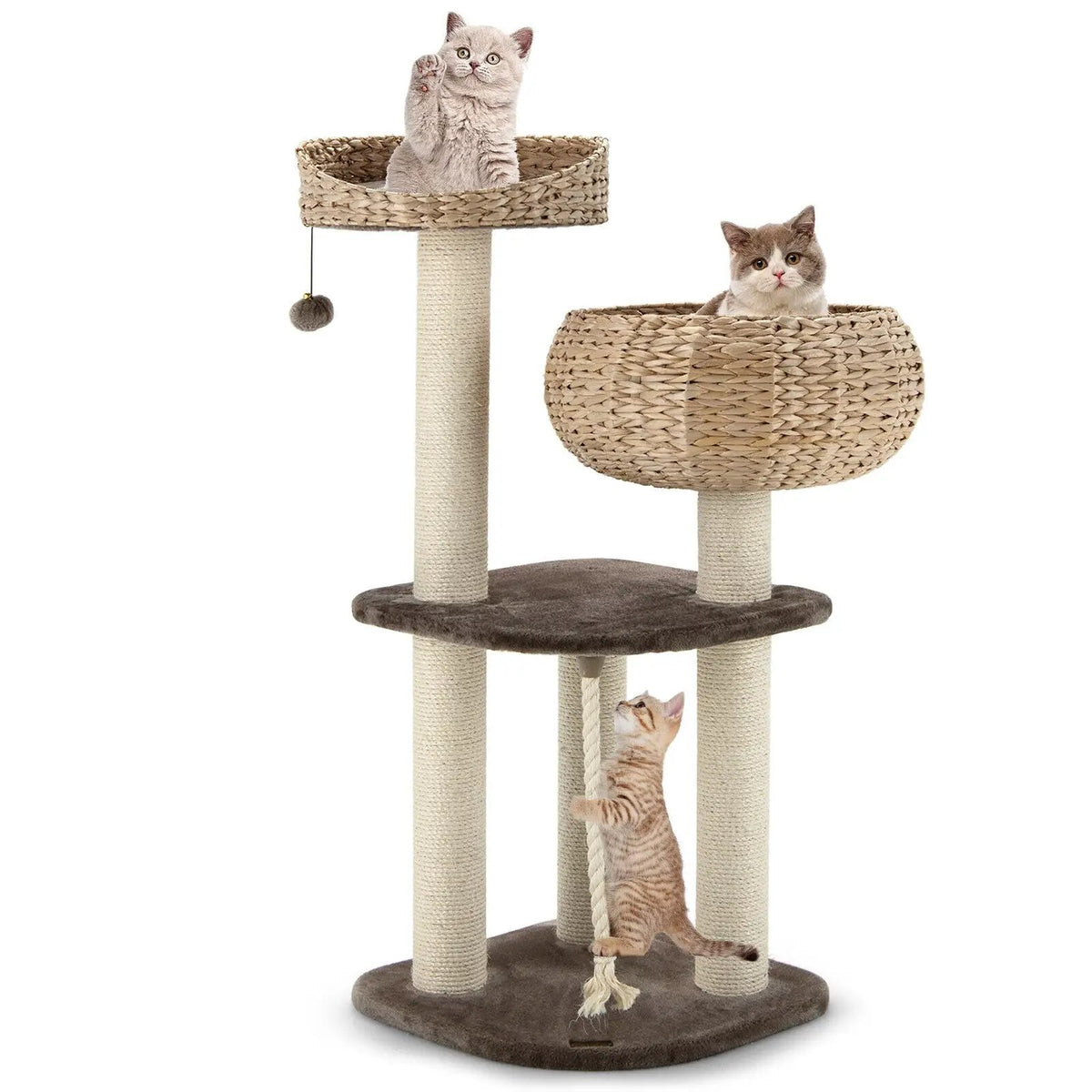 41 Inch Rattan Cat Tree with Napping Perch, photo 3 of 9