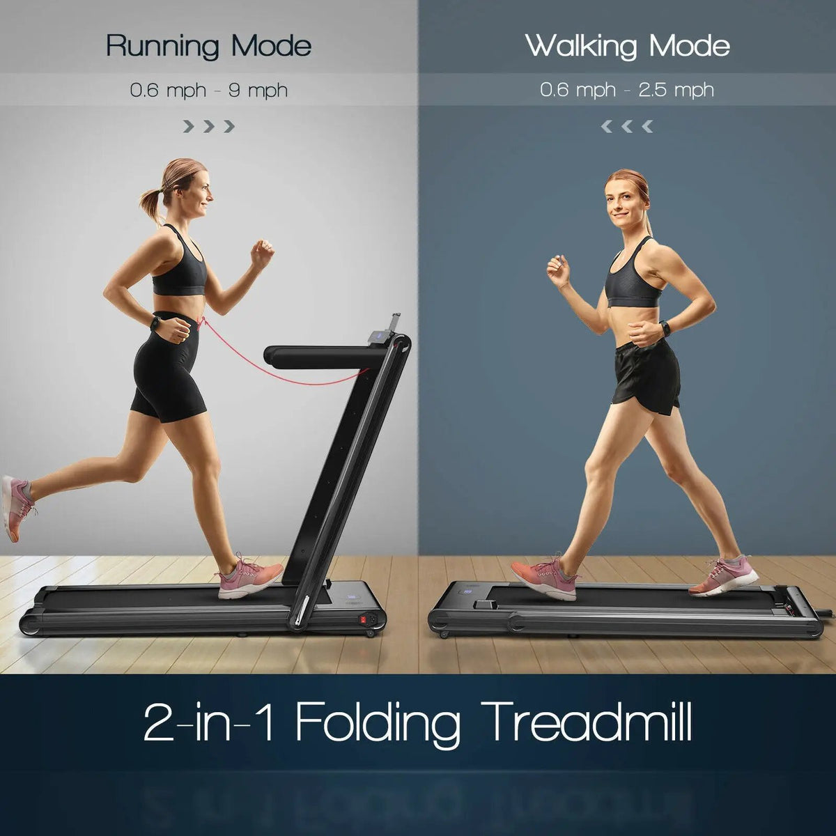 2-in-1 Folding Treadmill with Dual LED Display, photo 7 of 11