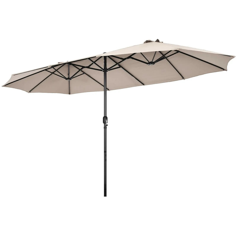 15 Feet Patio Double-Sided Umbrella with Hand-Crank System by DirectDeals