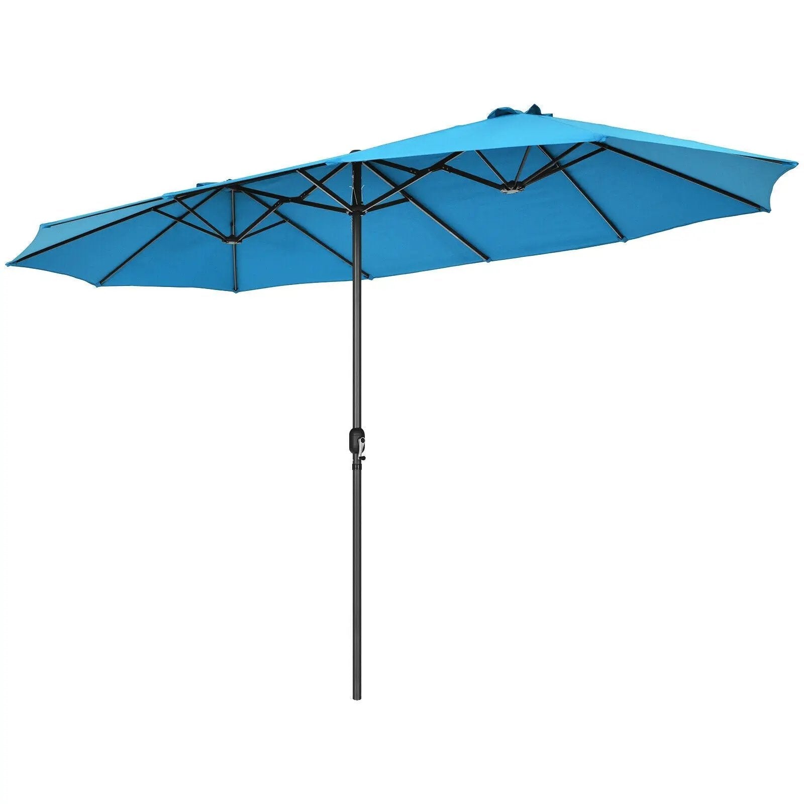 15 Feet Patio Double-Sided Umbrella with Hand-Crank System by DirectDeals
