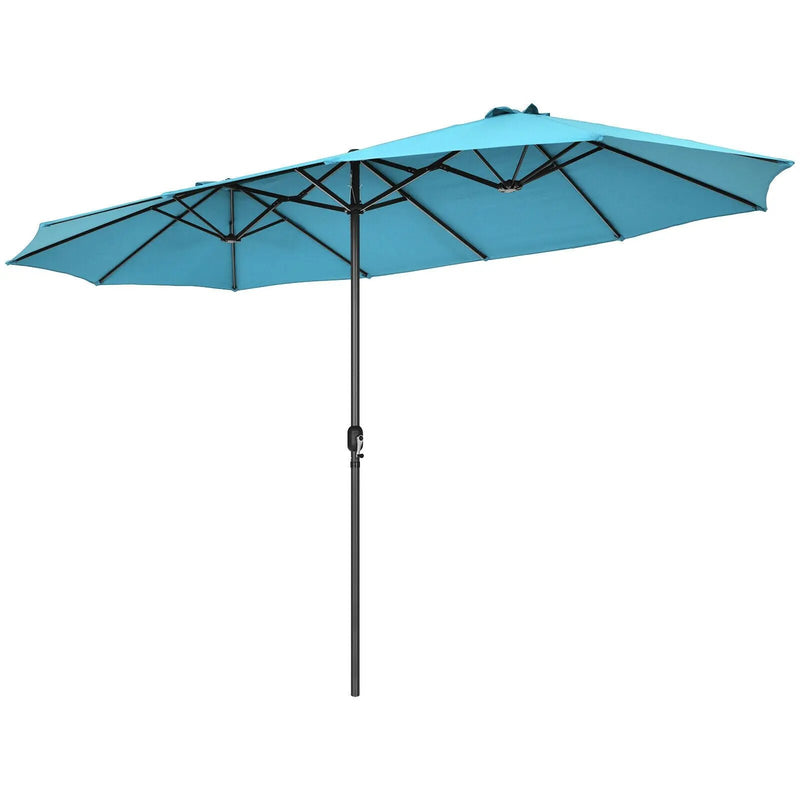 15 Feet Patio Double-Sided Umbrella with Hand-Crank System by DirectDeals
